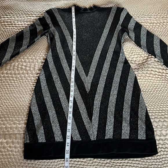 Balmain Paris Chevron Stripe Lurex Cocktail LS Dress - Picture 15 of 16